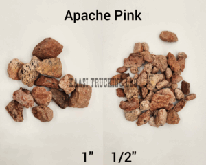Apache Pink rocks, two sizes displayed.