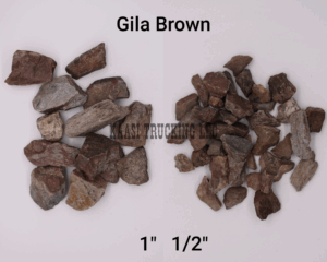 Gila Brown rocks, various sizes displayed.