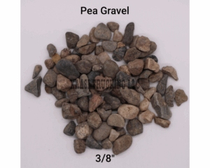 Pea gravel stones, 3 by 8 inch size.