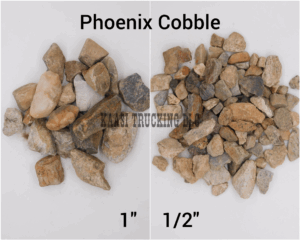 Phoenix cobble stones, sizes one inch, half-inch.