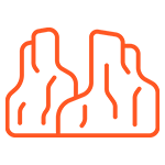 Orange neon outline of desert rock formations