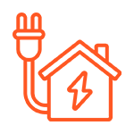 House with power plug and lightning bolt